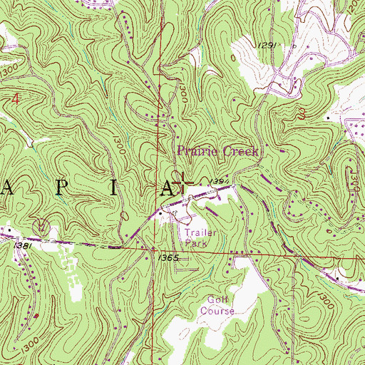 Topographic Map of Beaver Lake Fire Department Prairie Creek, AR