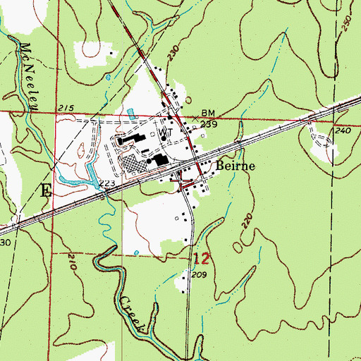Topographic Map of Beirne Rural Volunteer Fire Department, AR