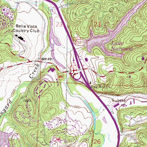 Topographic Map of Bella Vista Fire Department Station 1, AR