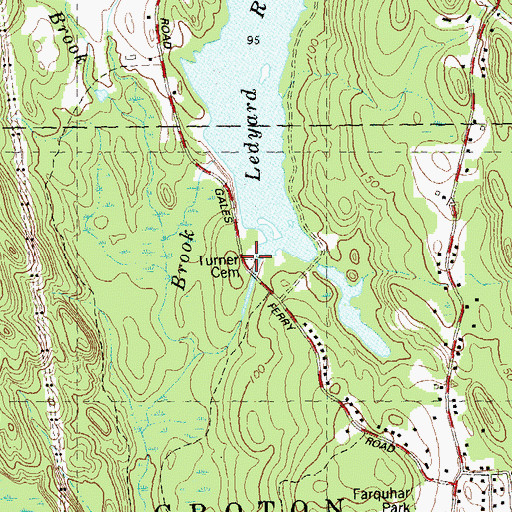 Topographic Map of Turner Cemetery, CT