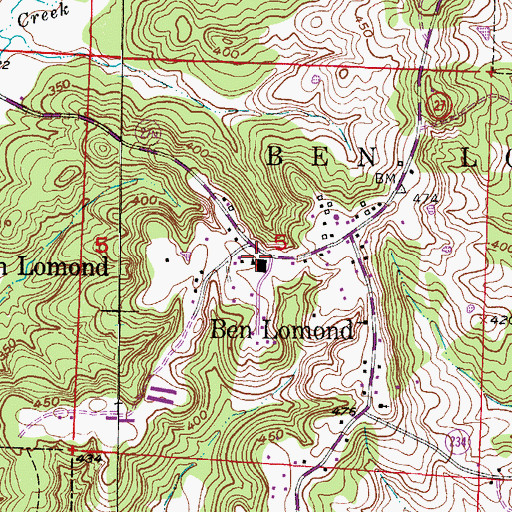 Topographic Map of Ben Lomond Volunteer Fire Department, AR