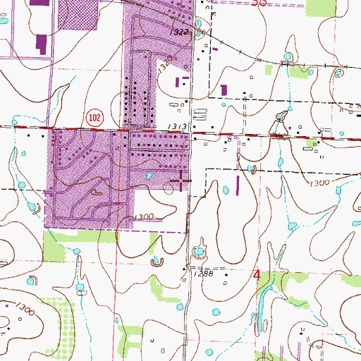 Topographic Map of Bentonville Fire Department Station 2, AR