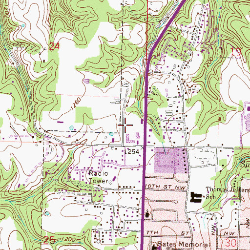 Topographic Map of Bentonville Fire Department Station 3, AR