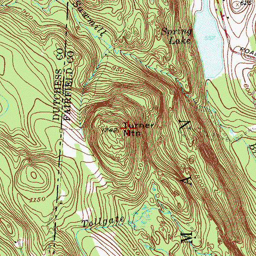 Topographic Map of Turner Mountain, CT