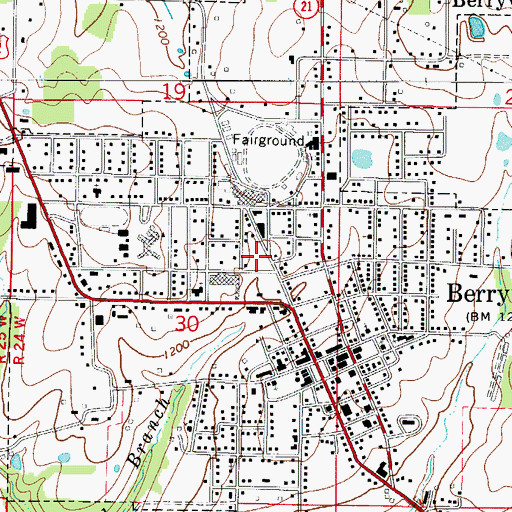 Topographic Map of Berryville Fire Department, AR