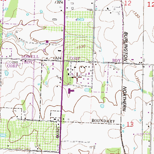 Topographic Map of Bethel Heights Volunteer Fire Department, AR