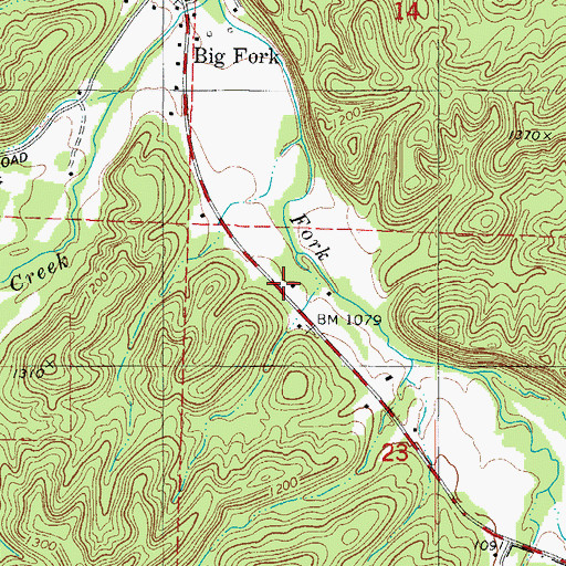 Topographic Map of Big Fork Fire Department District 9, AR