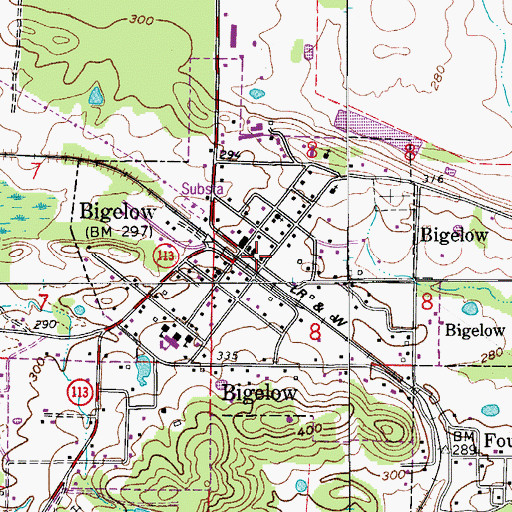 Topographic Map of Bigelow Fire Station, AR