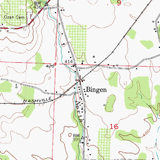 Topographic Map of Bingen Volunteer Fire Department, AR