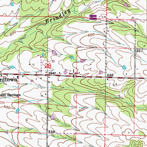 Topographic Map of Birdtown Fire Station, AR