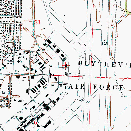 Topographic Map of Blytheville Fire Department Station 3, AR