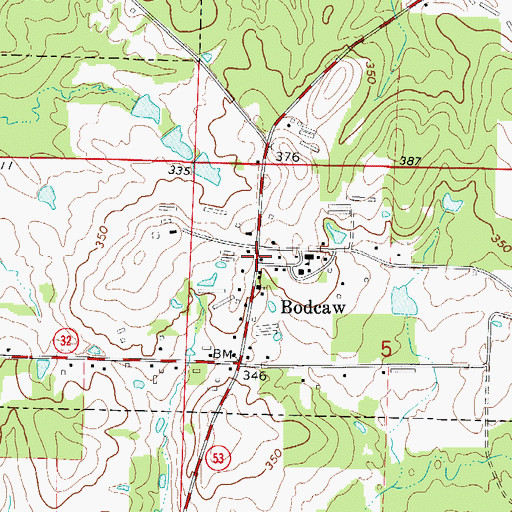 Topographic Map of Bodcaw Volunteer Fire Department, AR