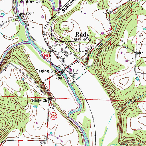 Topographic Map of Bond Special Dean Springs and Rudy District 1 Rudy Fire Station, AR