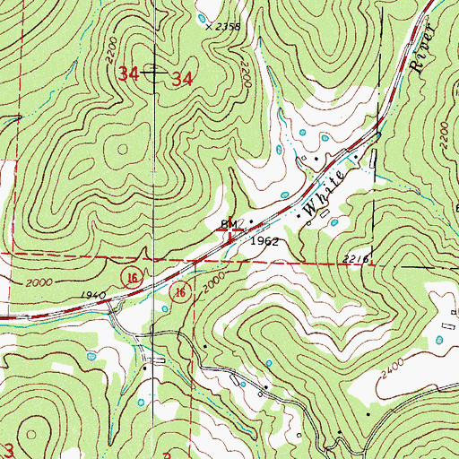 Topographic Map of Boston - Pettigrew Volunteer Fire Department, AR