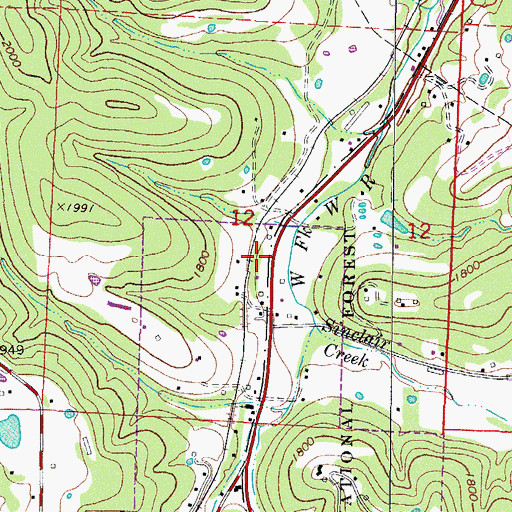 Topographic Map of Boston Mountain Fire Department Station 2, AR