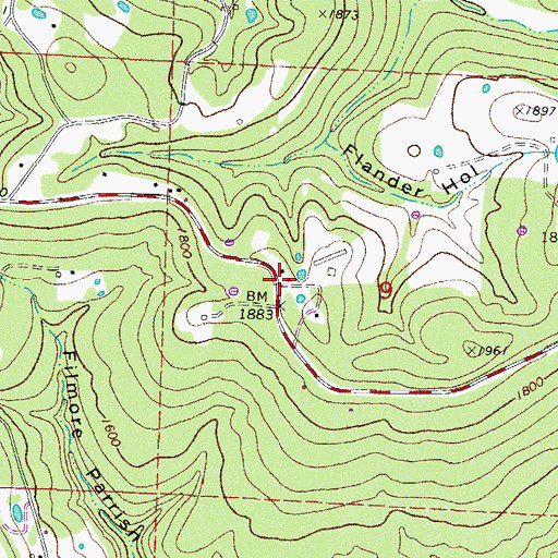 Topographic Map of Boston Mountain Fire Department Station 3, AR