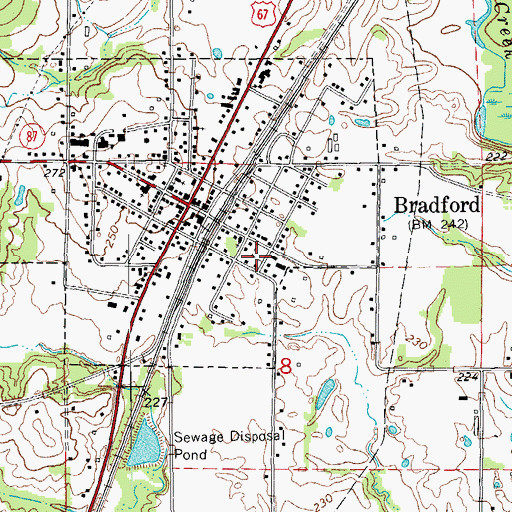 Topographic Map of Bradford Fire Department, AR