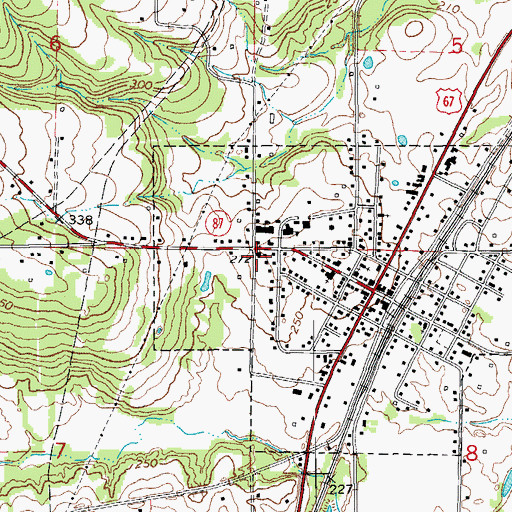 Topographic Map of Bradford Volunteer Fire Department, AR