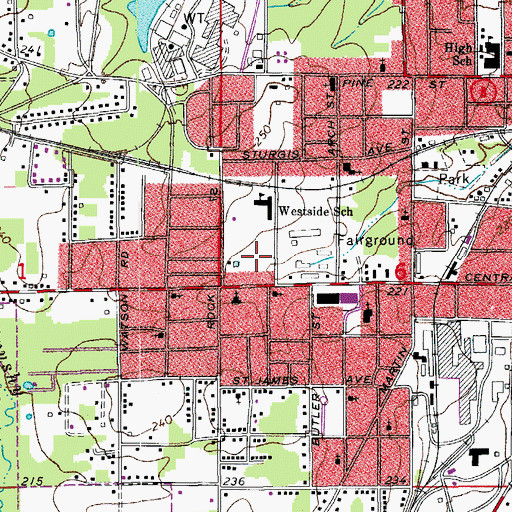 Topographic Map of Bradley County Volunteer Fire Department, AR