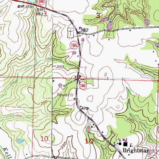 Topographic Map of Bright Star Volunteer Fire Department, AR