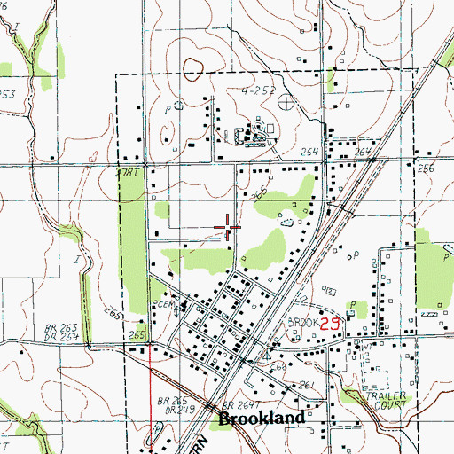 Topographic Map of Brookland Volunteer Fire Department Station 2, AR