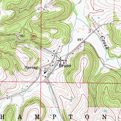 Topographic Map of Bruno Volunteer Fire Protection District, AR