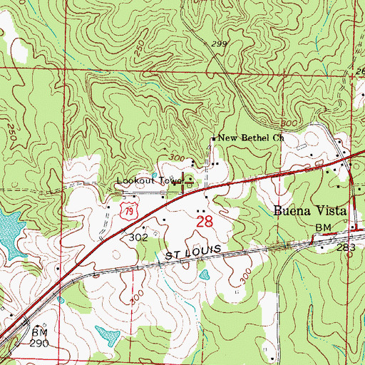 Topographic Map of Buena Vista Volunteer Fire Department Station 1, AR