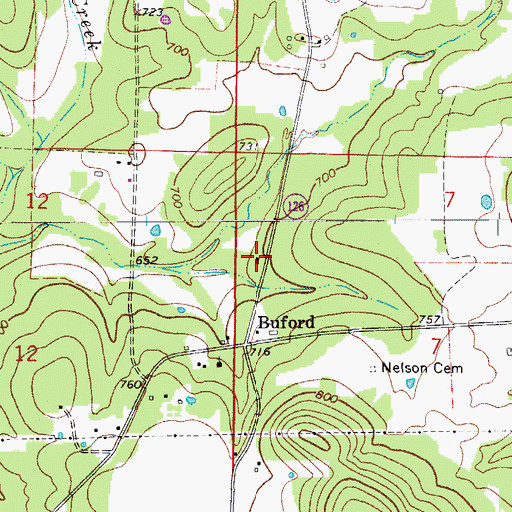 Topographic Map of Buford Volunteer Fire Department, AR