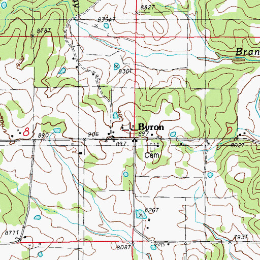 Topographic Map of Byron Volunteer Fire Department, AR