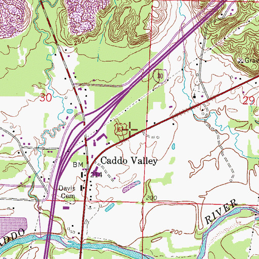 Topographic Map of Caddo Valley Volunteer Fire Department, AR