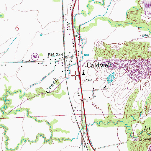 Topographic Map of Caldwell Fire Department, AR