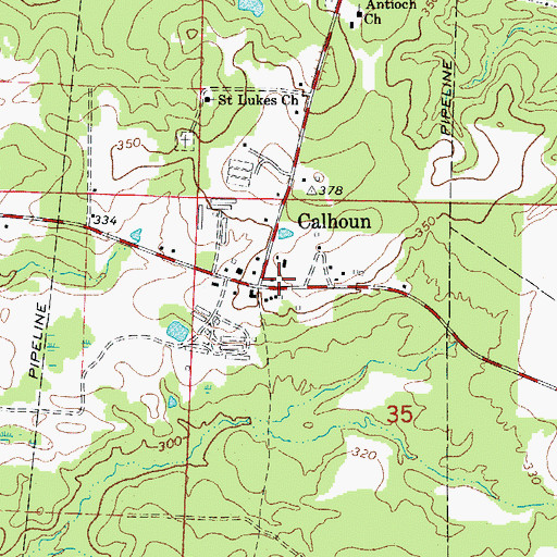 Topographic Map of Calhoun Community Volunteer Fire Department, AR