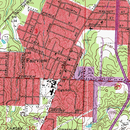Topographic Map of Camden Fire Station 2, AR