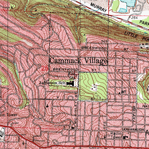 Topographic Map of Cammack Village Volunteer Fire Department, AR