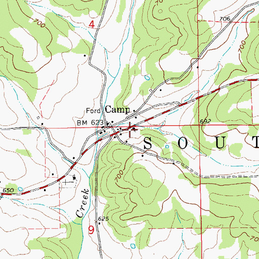 Topographic Map of Camp Volunteer Fire Department, AR