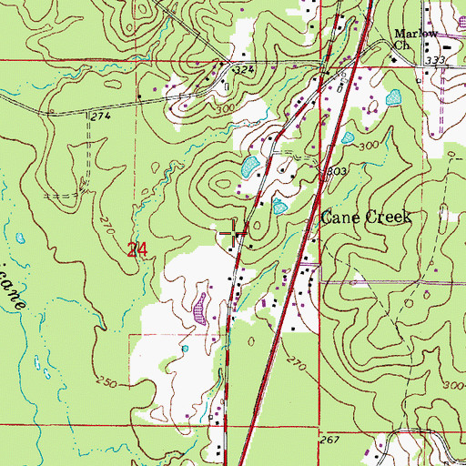 Topographic Map of Cane Creek Volunteer Fire Department, AR