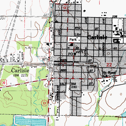 Topographic Map of Carlisle Volunteer Fire Department, AR