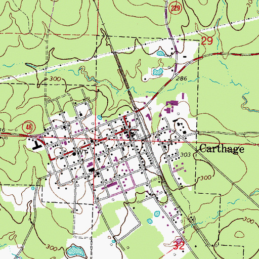 Topographic Map of Carthage Volunteer Fire Department, AR