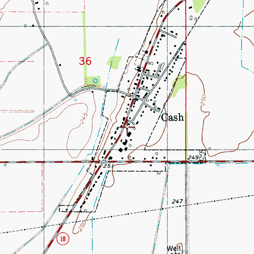 Topographic Map of Cash Fire Department, AR