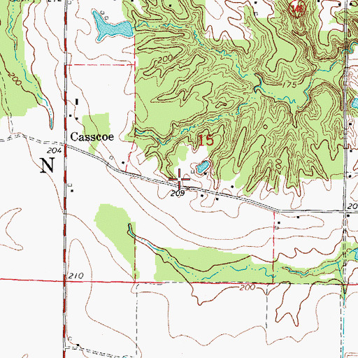 Topographic Map of Casscoe Fire Station, AR