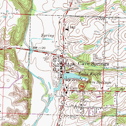 Topographic Map of Cave Springs Fire Department, AR