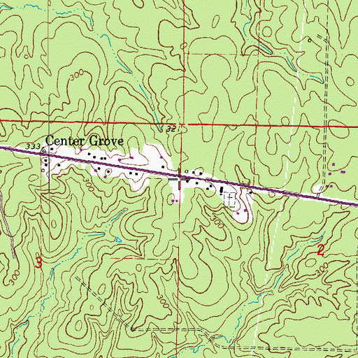 Topographic Map of Center Grove Volunteer Fire Station, AR