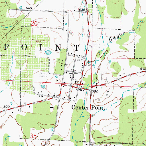 Topographic Map of Center Point Volunteer Fire Department, AR