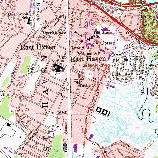 Topographic Map of Tuttle Elementary School, CT