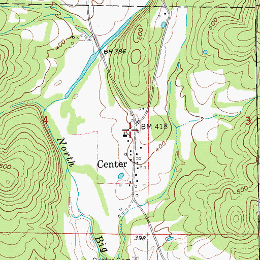 Topographic Map of Center Volunteer Fire Department, AR