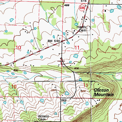 Topographic Map of Centerville Volunteer Fire Department, AR