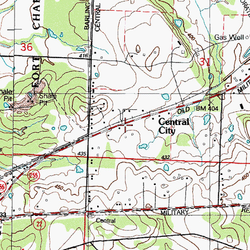 Topographic Map of Central City Fire Station, AR