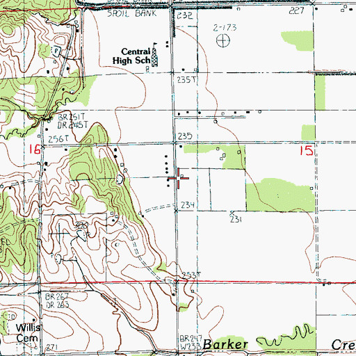 Topographic Map of Central Volunteer Fire Department, AR