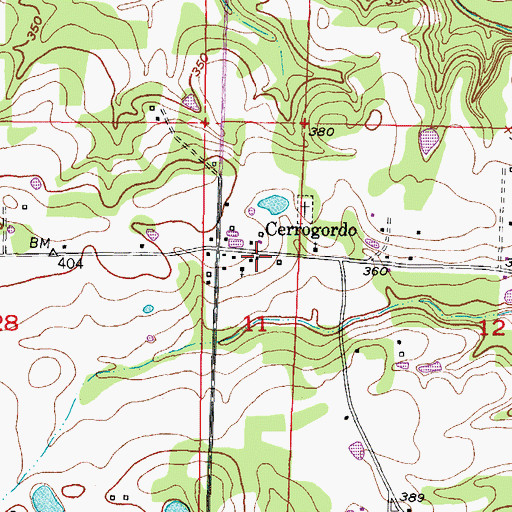 Topographic Map of Cerro Gordo Volunteer Fire Department, AR