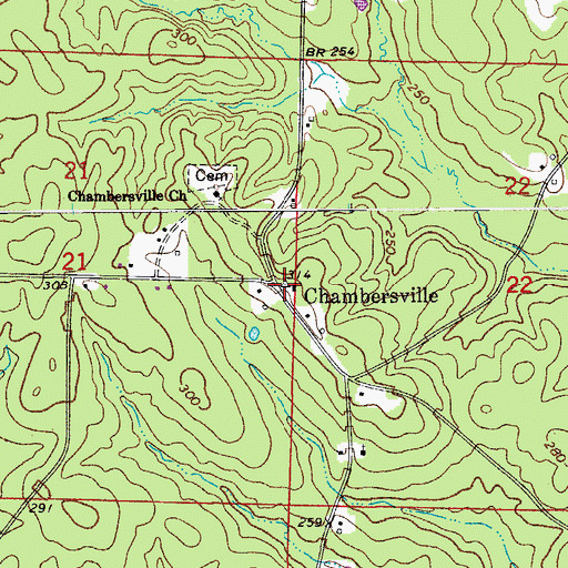 Topographic Map of Chambersville Fire Department, AR